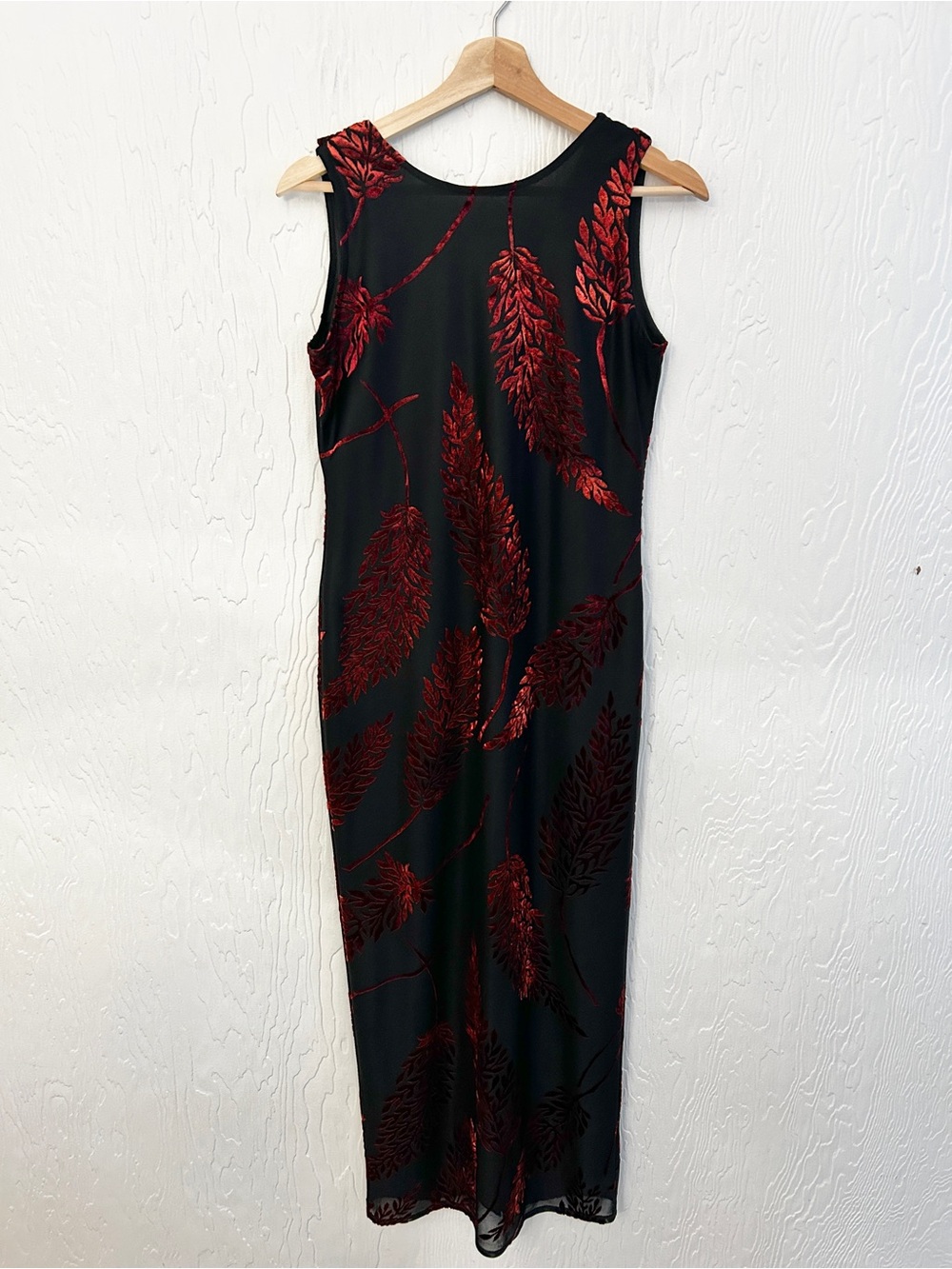 VINTAGE Y2K Status Velvet Leaf Maxi Dress Small Cowl Back Event Party Cocktail